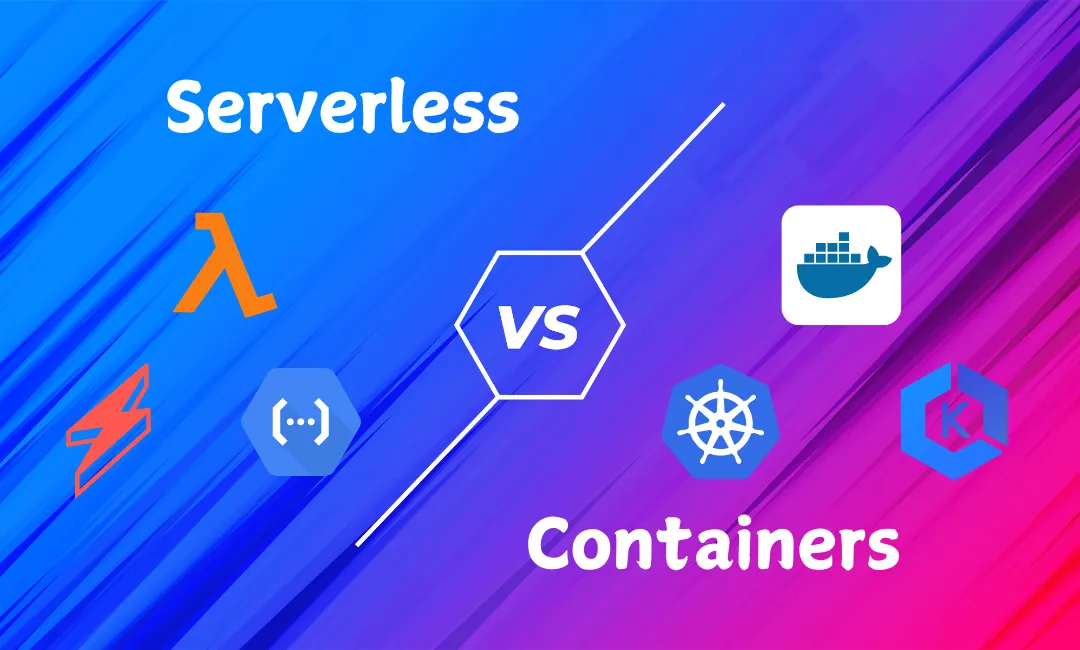 Comparison between serverless computing and containers for cloud application deployment, highlighting key differences in scalability, control, and cost-efficiency.